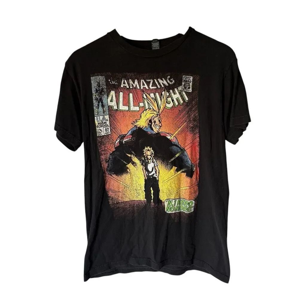 My Hero Academia Comic Book T-Shirt Graphic Tee Size M Black Cotton